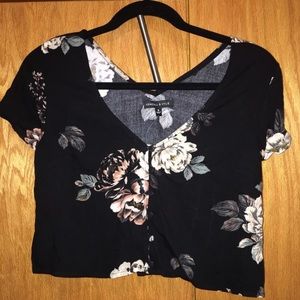 Kendall and Kylie floral crop top button up